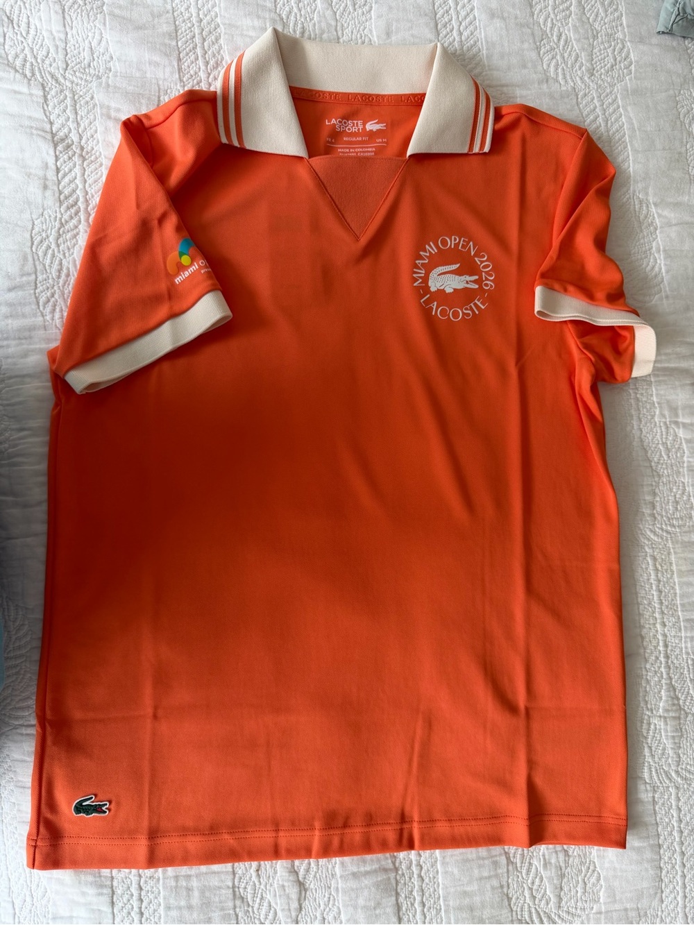 Lacoste Kids Orange Polo with Cream Collar and Sleeve Trim